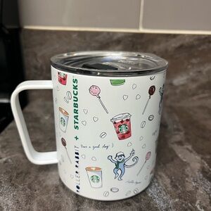 Starbucks White Mug with Green, Pink and Brown Roller Rabbit Art